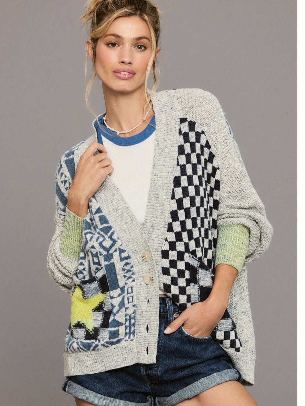 Pilcro Mash-Up Cardigan Sweater